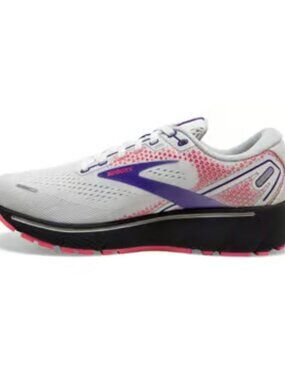 Brooks Women's White Purple Ghost 14 Mesh Athletic Running Shoes Size 7.5